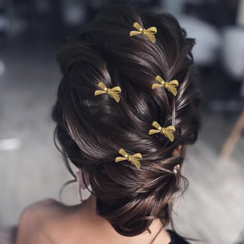 10 piezas de pinzas para cabello con lazo mini para mujer para fiesta y bodas, color dorado miniatura 2