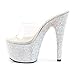 Pleaser Women's Bejeweled-701DM/C/SMCRS Platform Sandal,Clear/Silver Multi Red Satin,10 M US