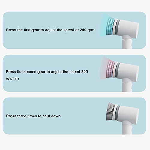 Esfregão giratório elétrico portátil | limpeza doméstica com 5 cabeças escova substituíveis – Esfreg