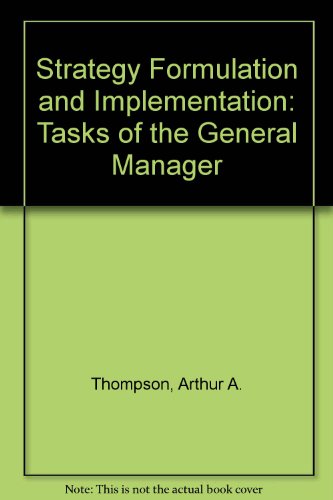 Strategy formulation and implementation: Tasks ... 0256022771 Book Cover