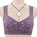 Bras for Older Women Front Closure Breathable Ladies No Sagging Bralettes No Underwire Wireless Full Coverage Underwear Seniors Plus Size Comforable Push Up Supportive Everyday Bra (Purple 50)
