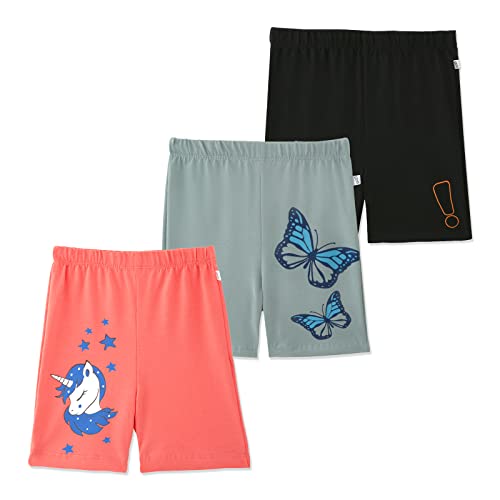 Image of YouGotPlanB Girl's Unicorn Love Cycling Shorts - (CS -UnicornLove Multicolor 6-8 Years) Set of 3