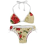 ♥ Coupe tendance : les maillots de bain 2 pièces comportent un haut de bikini à licou, une attache au cou et au dos, les soutiens-gorge rembourrés amovibles, offrent un excellent soutien et améliorent votre forme, vous rapprochent, ultra chic et adorable.