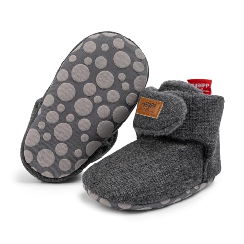 KIDSUN Infant Baby Boy Girl Cozy Fleece Bootie Newborn Stay On Slipper Winter Warm Gripper Non-Slip Crib Shoes
