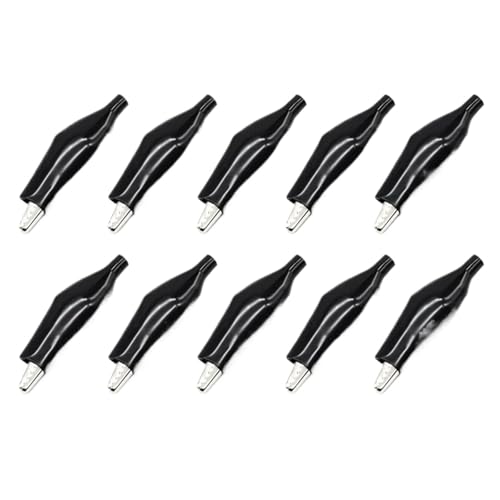 Medium Black Red Soft Plastic Coated Testing Probe Test Clips 10Pcs Metal Clip Crocodile Electrical Clamp