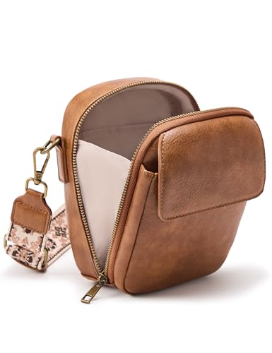 Image of Yarnic Small Crossbody Bag, Vegan Leather Cell Phone Purse for Women, Vintage Wallet Bag with Card Slots