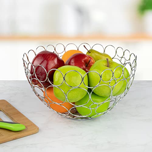 Spectrum Diversified Shapes/Circles Round Fruit Bowl, Chrome #TOP4
