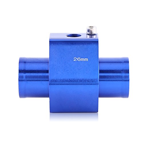 Giunto per la temperatura dell'acqua Giunto universale per la temperatura dell'acqua in alluminio per auto Raccordo per tubo del tubo del sensore Adattatore blu, 26 28 30 32 34 38 40mm(26mm)