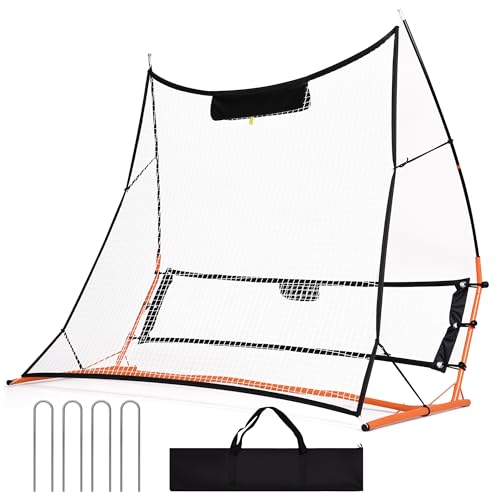 Ouroad 2-in-1 Soccer Rebounder Net, 1.8m Portable Soccer Practice Equipment with Carry Bag & Ground Stakes for Training, Passing, Volley