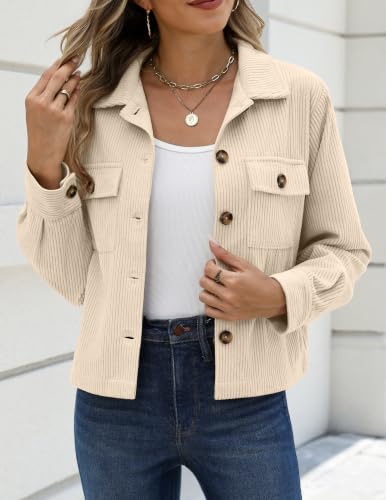 Zeagoo Womens Jacket Casual Cropped Button Down Corduroy Shacket Fall Coats - image 2