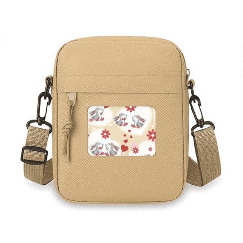 Mini sac à bandoulière pour téléphone portable motif lapins gris idée cadeau femme