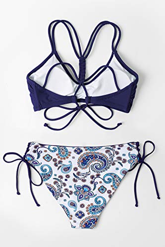 Image of CUPSHE Women's 2 Piece Bikini Set Back Braided Straps with Reversible Bottom