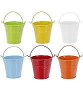 POPETPOP 6pcs Mini Bucket Crafts Vase Colored Candles Colored Metal Buckets with Handle Floral Va...