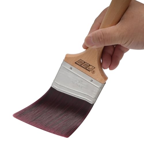 Eco-Friendly Reusable Paint Brushes, Non-Toxic Elastic PET Bristles, Rustproof Stainless Steel Ferrule, European Beech Handle for Bedroom & Nursery Wall Decoration, NO7525, 3.0 in, 1pcs