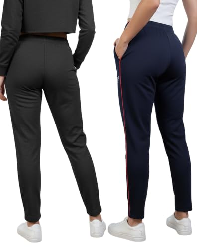 Image of Women Cotton Regular Fit Track Pants (Pack of 2)