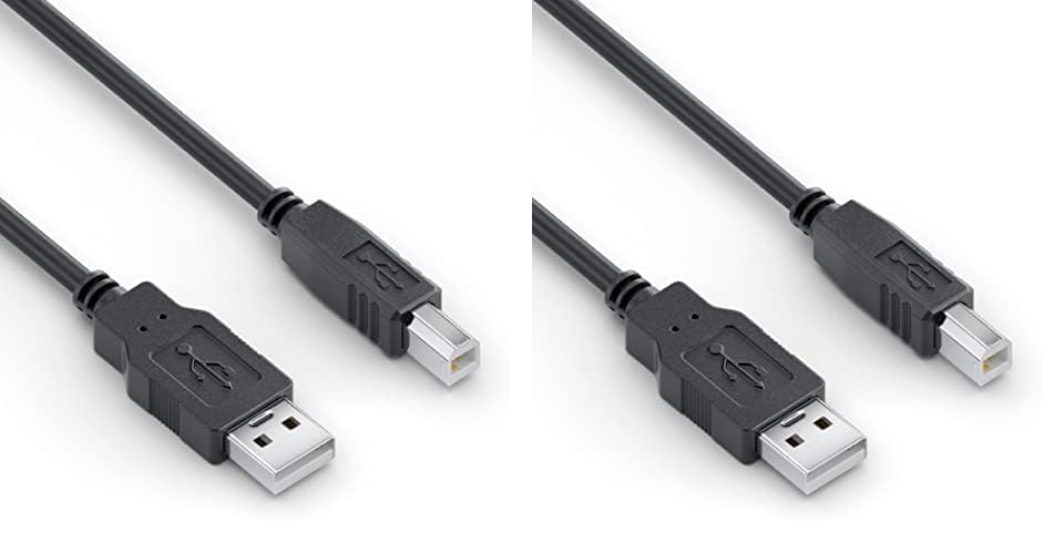 Sonero® USB 2.0 Kabel, Verbindungskabel, Druckerkabel, USB-A Stecker auf USB-B Stecker, 480 Mbit/s, 5.00m, schwarz (Packung mit 2)