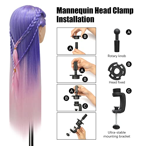 Styling Head 28 inch Hairdresser Training Head 100% Synthetic Fiber Hair Styling Head - Image 4
