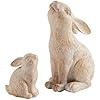 DN DECONATION Set of 2 Easter Bunny Figurines White and Khaki Resin Rabbit Statue Rabbit Figurines for Spring Bunny Decorations Easter Ornaments for Home Shelf Coffee Table Decor Gift