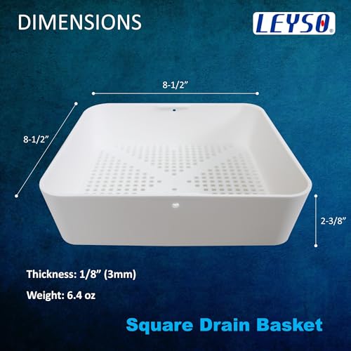 Leyso 8.5-inch Thermoplastic Floor Sink Drian Cover, Square Drain Basket, Drop-in Sink Drain Strainer, Fit in 12" Floor Sink & Use for Restaurant Compartment Sink by Leyso - Image 2