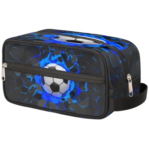 3D Soccer Hanging Toiletry Bag for Boy Men,Travel Cosmetic Bag,Waterproof Makeup Bag,Approved Hygiene Bag Shave Dopp Kit Organizer for Toiletries Shower Bathroom Carry-on Accessories Gifts