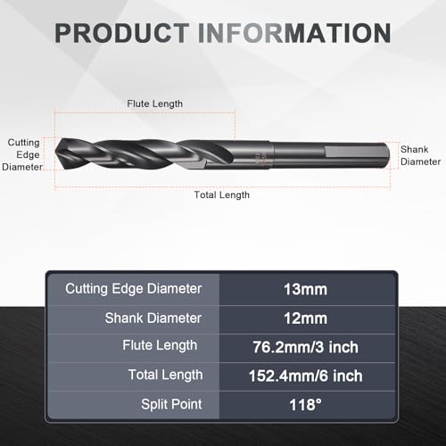 Foret de 13 mm pour métal dur en acier rapide nitruré