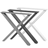 2 x Tischbeine Metall Schwarz Graphit und Weiß | Das Tischgestell ist fertig | Tischkufen aus Profilen 80x40 mm | Tisch, Schreibtisch, Loft Stil-Good Design (X-Form, Anthrazit)
