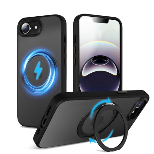 QUEASON�yiPhone 16e �p MagSafe�Ή� �P�[�X�z360°��]�X�^���h ���C�����X�[�d�Ή� �����ӂ���16e �P�[�X �����O�t�� �ČRMIL�K�i �A�C�t�H��16e �P�[�X magsafe �������� �����h�~ �ϏՌ� ������ �h�w��i�u��