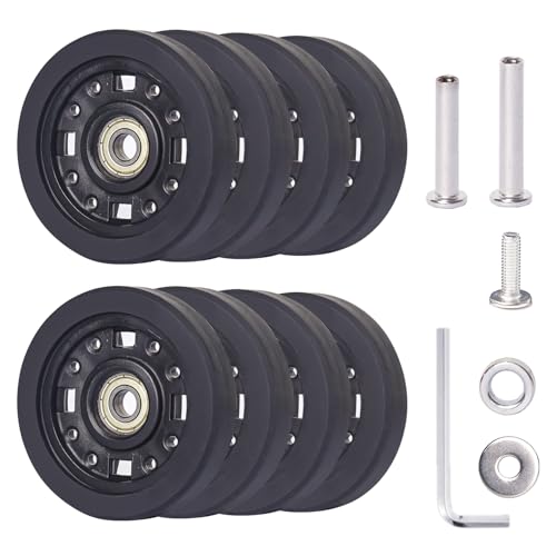 Luggage Wheels Replacement 55 * 11mm, Swivel Caster Wheels Bearing Repair Kits Double Luggage Wheels Rubber Suitcase 8PCS with Precision Bearing for Replacement Travel Suitcase Caster