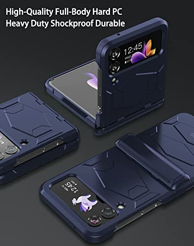 Ddj Shockproof Armor Samsung Galaxy Z Flip 4 Case, Z Flip 4 Case With Hinge Protection, Full-Body Durable Hard Pc Heavy Duty Semi-Auto Case For Galaxy Z Flip 4 5G - Blue(2022) #TOP2