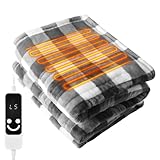 電気毛布 掛け 敷き 190×130cm 大きいサイズ チェック毛布 電気ひざ掛け 速暖 厚手生地 毛玉なし 電気ブランケット 5段階温度調整 12段階タイマー 省エネ 丸洗い 防寒対策 車中泊 キャンプ 暖房器具 PSE認証済み