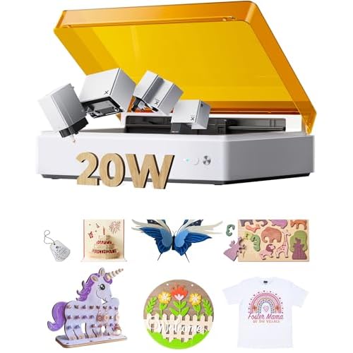 xTool M1 Ultra Laser Engraving Machine, 4-in-1 Craft Machine with 20W Laser Engraver, Inkjet Printing, Blade Cutting, Pen Drawing, Support Rotary Engraving on Tumblers - Advanced Bundle 20W