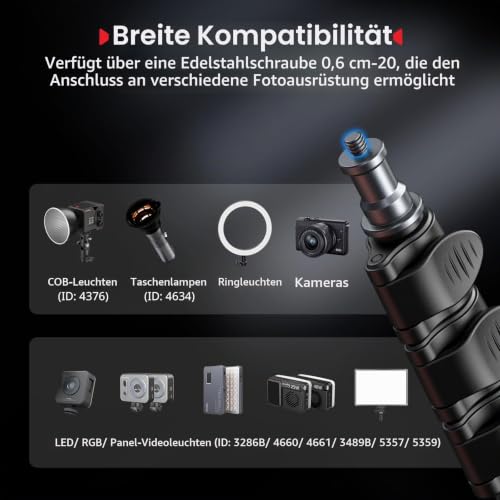 SMALLRIG RT190 74,8"/190cm LichtStand, Max Load 4kg, Folded Size 16.9"/43cm – Ansicht 2
