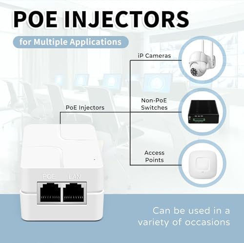 Inyector PoE hasta 30 W, Adaptador PoE de 2,5 Gigabit para Cámaras IP y Teléfonos IP, Distancia de Red hasta 100 m, Fuente de Alimentación PoE con Certificación UL, Blanco miniatura 4