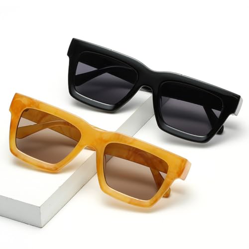Lunettes de soleil carrées anti-éblouissement UV400 à nuances miroir et mode dégradé - 4