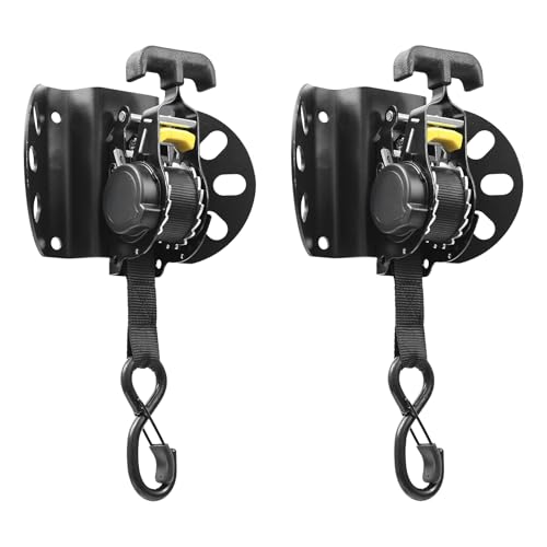 Retractable Ratchet Straps for 2015-2025 Ford F150, Ratchet Straps Heavy Duty(2-Pack), 1 Inch x 10 Feet(1,500lb Break Strength), Auto Self Retracting Tie Down Straps, Ford F150 Accessories, Black