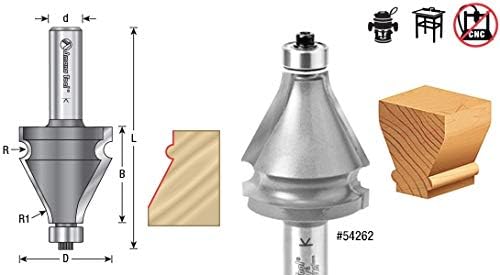 Miniatura 2 de Amana Tool - 54262 Pasamanos con punta de carburo de 18 x 1932 de radio x 1-38 de diámetro x 1-12 x 12 pulgadas