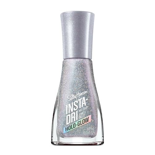 Sally Hansen Insta-Dri Holo-Glow Nail Polish | Quick Dry, Long Lasting, Streak-Free Shine | Semi-Opaque, Shimmer | 103 Euphoric | Holographic Gray Nail Color