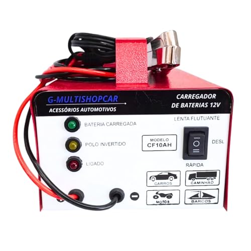 Carregador de bateria automotiva 12v 10ah carro moto carga lenta ...