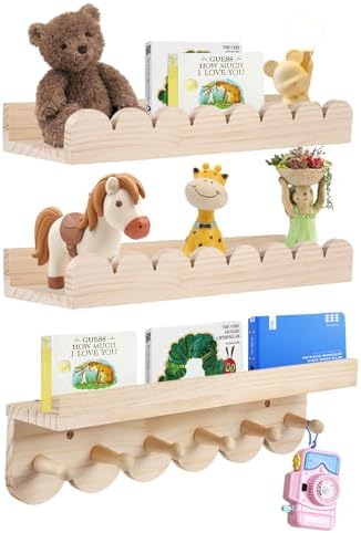 Juego de 3 estantes de pared de madera maciza para niños - Estant...