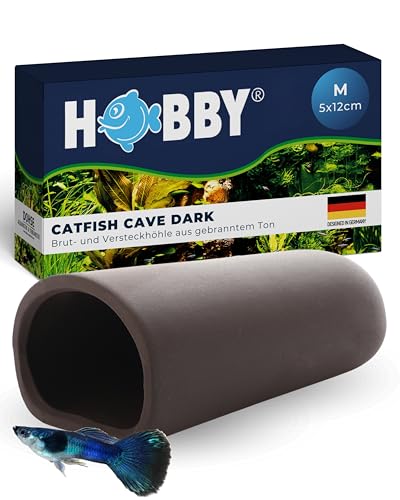 HOBBY Aquaristik Catfish Cave M I 5 x 12 cm I Brut- und Versteckhöhle aus gebranntem Ton für Welse I Aquarium Dekoration I Deko Höhle für Welse, Krebse und Garnelen I natürliches Aquariumzubehör