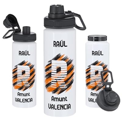Xusilimo Botella Reutilizable de Aluminio 800ml con Diseño Futbol Ligera y Resistente, Ideal Colegios, Trabajo y Uso Diario,Tapón Rosca (Alavés) | Ya disponible en tu tienda friki favorita! En mundofriki.es!