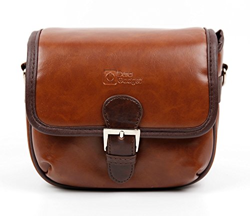 DURAGADGET Small Brown PU Leather Satchel Carry Bag - Compatible with Mustek DV520T Digital Video Ca - //coolthings.us