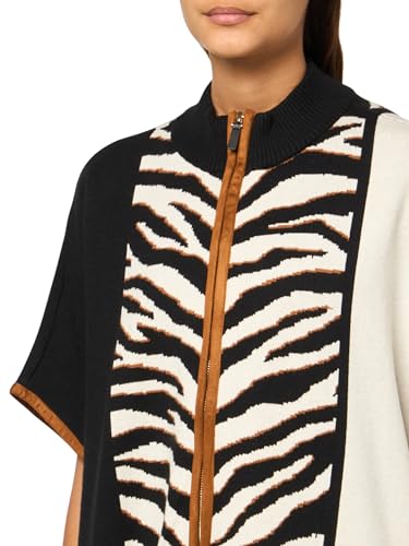 MULTIPLES Women's Mock Neck Front Zip Thru Collar Poncho, Multi3