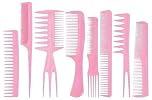 Static Free HAIR STRAIGHTENING COMB -Conditioning Comb, Styling, Detangling, Hot Iron & Hair Drying, Hairdressing (8 PINK Comb Set)
