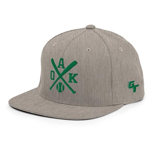 Oakland Baseball Bats Retro Oak Snapback Hat Baseball Cap Heather Grey