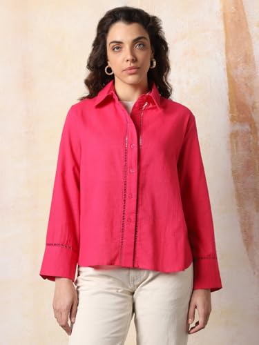 Image of HIGH Star Oversized Solid Shirt for Women | Stylish Tops for Women | Comfortable and Trendy Casual Shirt