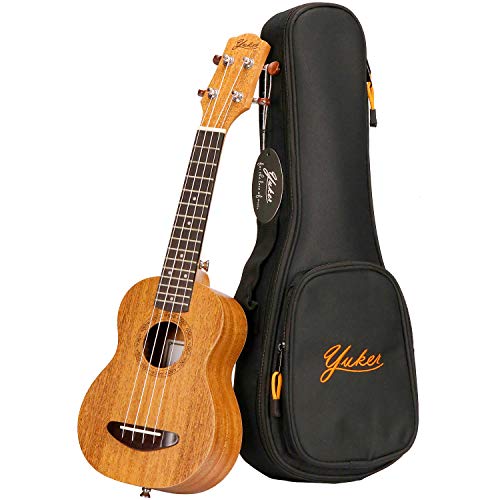 Yuker Ukelele, Soprano UC-1 Mahogany Handcraft 21 pulgadas con bolsa de trabajo profesional Ukelele