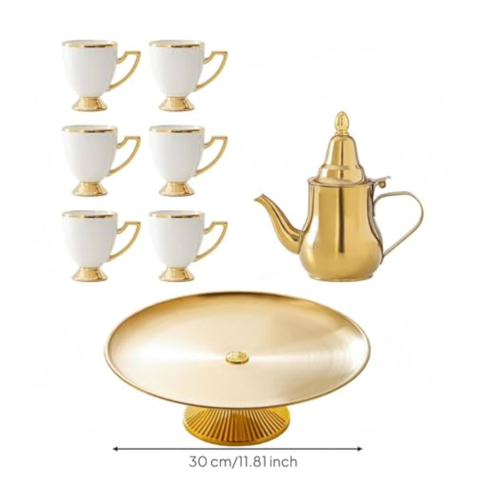 Stainless Steel Teapot Set with Gold Trim
