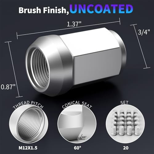 Image of Titanium Lug Nuts M12X1.5 | Ultra Lightweight, Closed End Wheel Nuts, High-Strength & Corrosion-Resistant Titanium Alloy, OE Fitment for Cars /Trucks /SUV