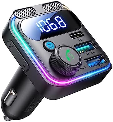 JOYROOM 81W Bluetooth 6.0 Adapter Auto【45WPD &Bass】 Musik FM Transmitter | FM Transmitter Auto Bluetooth mit Bluetooth 6.0, Freisprecheinrichtung & Dual-Mikrofon FM Sender für iPho